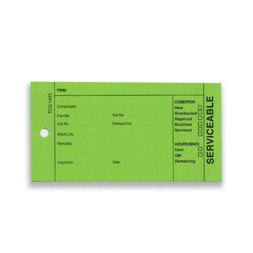 Serviceability Label Serviceable Labels CAA 1443 | CAA Pilot Logbooks and Forms | Vertia