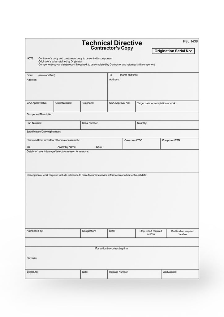 Technical Directive Form CAA 1438