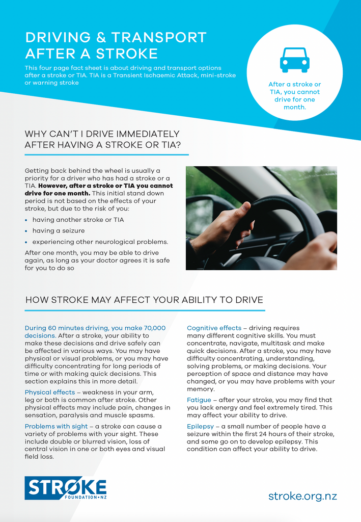 Stroke A4 Brochure - Driving and Transport after Stroke - 50 PACK